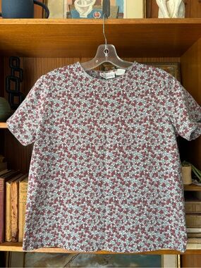 90s VTG Floral Mini Tee Cotton Blend S